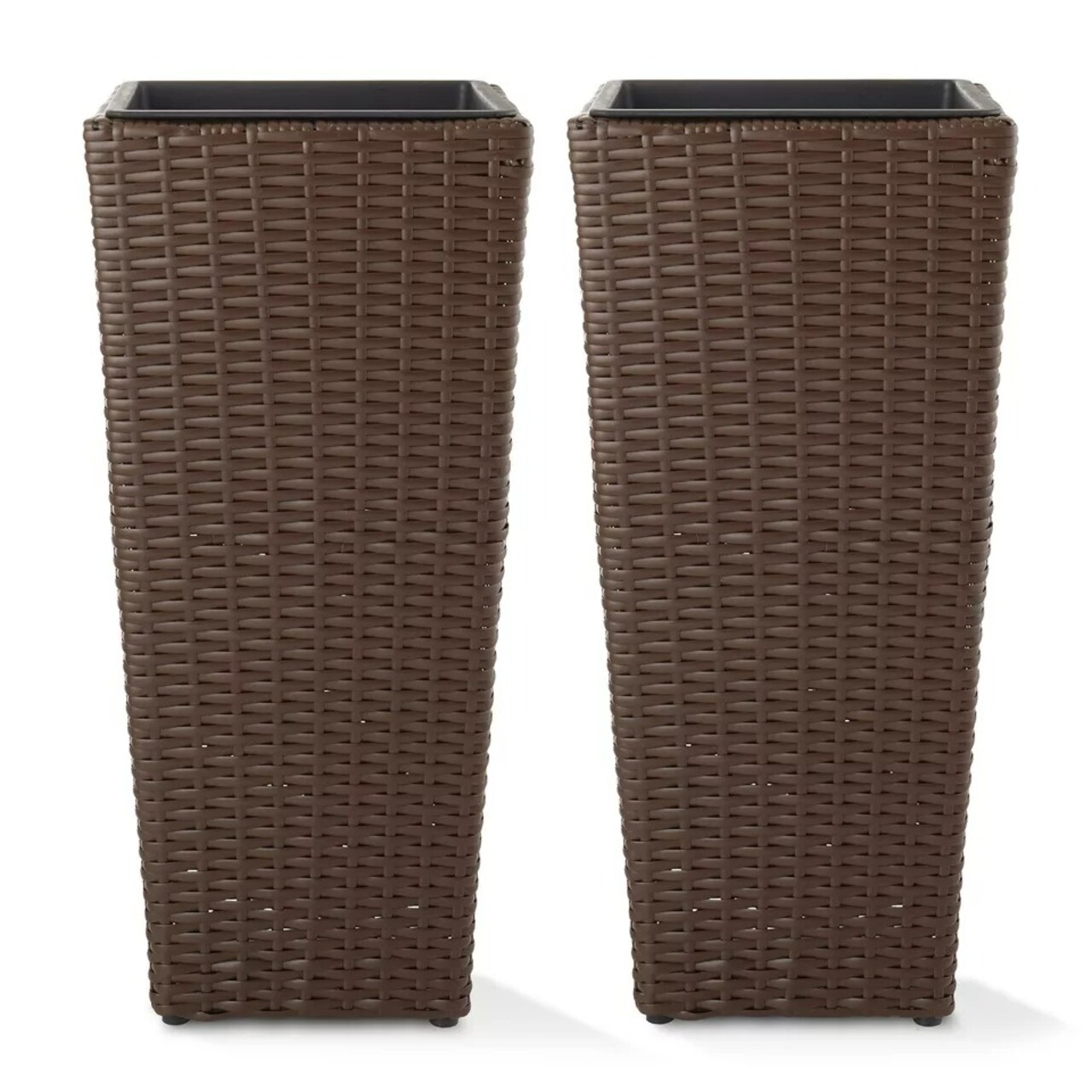 2-pk All-Weather Tall Outdoor Planters w/ Removable Flower Pot Liners for Patio